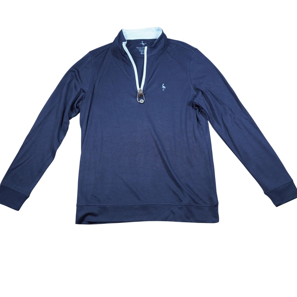 Tailorbyrd Collection Men's Medium Navy Blue Quarter Zip Pullover Lightweight